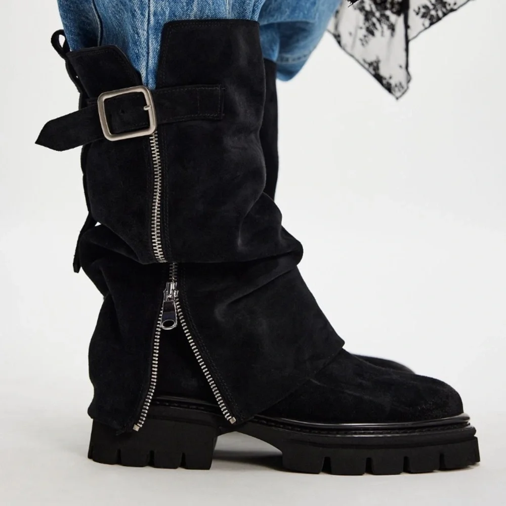 MONARCH MOTO BOOTS IN BLACK OILED SUEDE - Picture 1 of 1